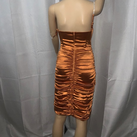 Sexy Corset Bodice Cocktail Dress. Burnt Orange - Picture 16 of 16